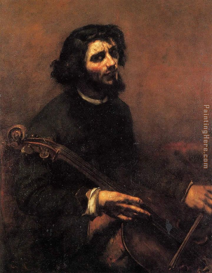 The Cellist Self Portrait painting - Gustave Courbet The Cellist Self Portrait art painting